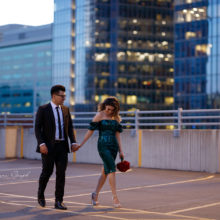engagement photography in calgary Downton in the night